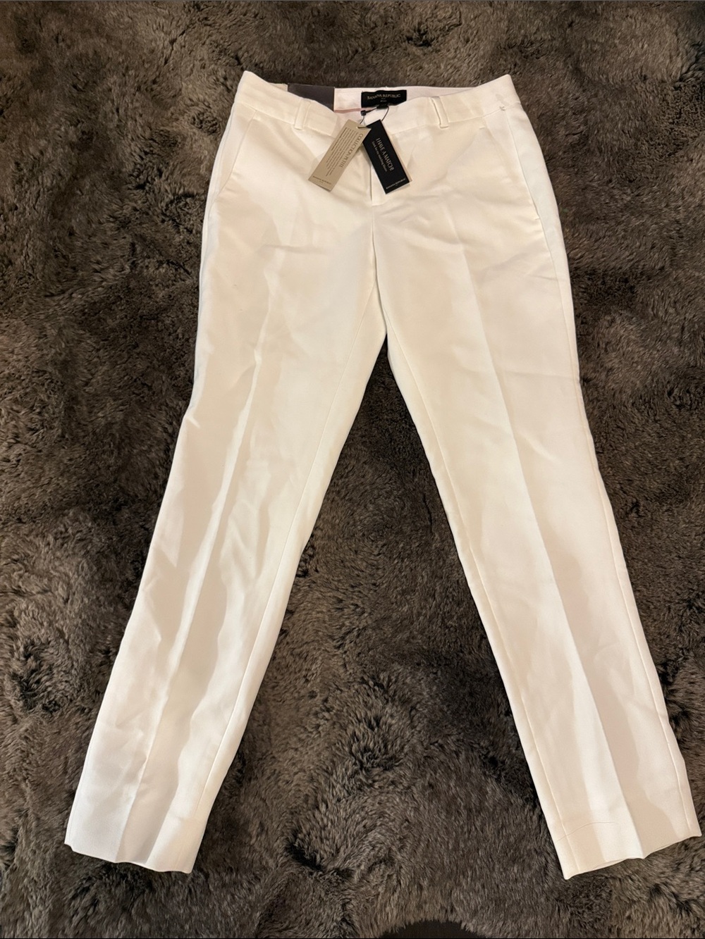 Banana Republic White Tailored Straight-Leg Trousers